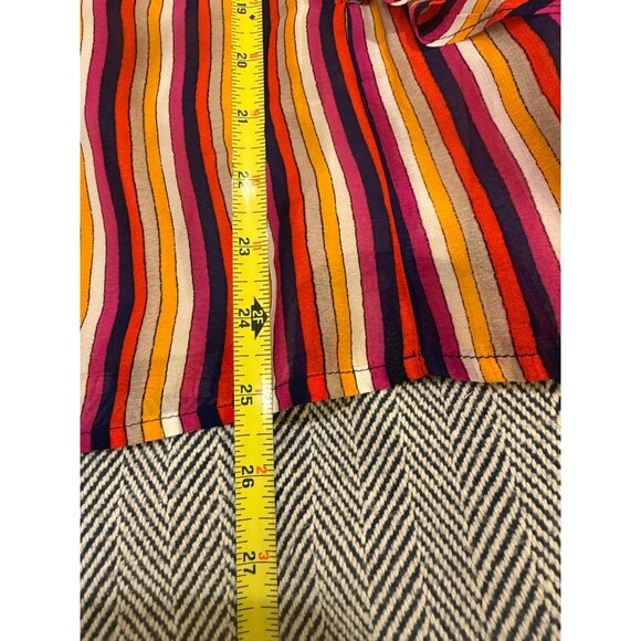 Trina Turk Striped Flutter Sleeve V-Neck Blouse S Multicolor Sheer Lined Womens - Picture 7 of 11